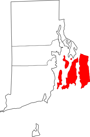 Map of Rhode Island highlighting Newport County