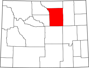 Map of Wyoming highlighting Johnson County