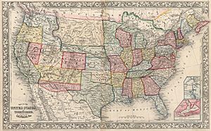 Map of the United States, and Territories Together with Canada From Mitchell's New General Atlas Philadelphia SA Mitchell Jr 1861
