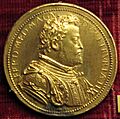 Michele mazzafirri, medaglia di ferdinando de' medici duca e fortezza di livorno, 1588 (bronzo dorato)