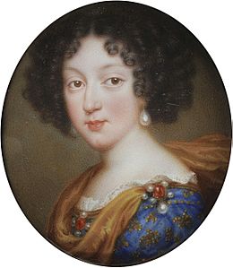 Miniature of Marie Louise d'Orléans, future Queen of Spain by Jean Petitot le vieux (1607-1691)