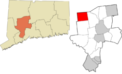 Bethlehem's location within the Naugatuck Valley Planning Region and the state of Connecticut