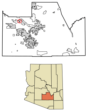 Location of Sweet Water Village in Pinal County, Arizona.