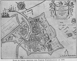 Plan of Leith showing the French fortifications of 1560
