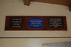 Plaques in Rotary Hide, RSPB Snettisham - opened by Bill Oddie 01