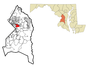 Prince George's County Maryland Incorporated and Unincorporated areas Greater Landover Highlighted.svg