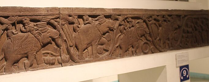 Railing from Barhut stupa showing, Maurya artefact 04, National Museum, New Delhi