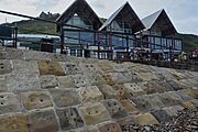 SALTBURN esplanade and sea wall of old railway stones