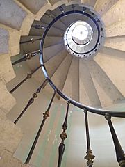 Spiral staircase at Vizcaya Museum and Gardens, ground floor looking up