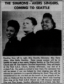 The Simmons-Akers Singers Visit Seattle, WA Newspaper Clipping