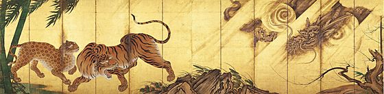 Tigres et dragons par Kanō Sanraku