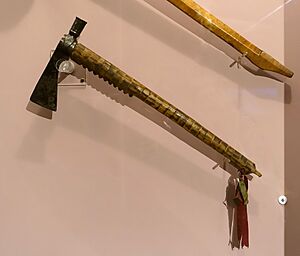 Tomahawk pipe, Southwestern Chippewa, collected on the White Earth Reservation, Minnesota in 1889 - Native American collection - Peabody Museum, Harvard University - DSC05805