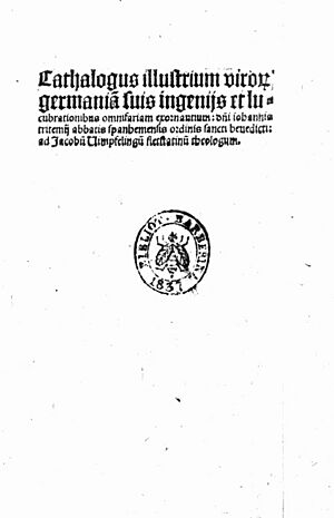 Trithemius, Iohannes – De viris illustribus Germaniae, 1495 – BEIC 11781701