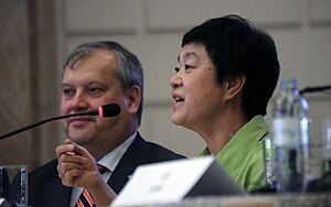 UNOOSA 50 Years of Women in Space NHM Vienna 2013 09 Chiaki Mukai Dumitru Dorin Prunariu
