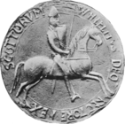Greyscale photograph of the seal of William I, King of Scotland.