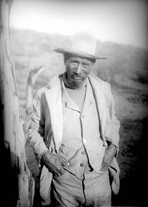 Yaqui Indian man in turtle-neck sweater, vest, and jacket, Arizona, ca.1910 (CHS-4219)