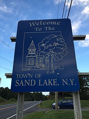 Sign at the west entrance to Sand Lake