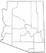 Location of Yuma in Yuma County, Arizona.