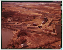 Aerial view - Fort Mifflin, Mud Island, Marine and Penrose Ferry Roads, Philadelphia, Philadelphia County, PA HABS PA,51-PHILA,111-78 (CT)