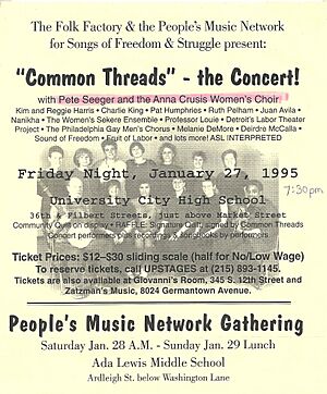 Anna Crusis 1995 concert flyer People's Music Pete Seeger 001