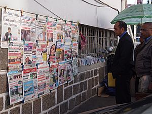 Antananarivo Madagascar people reading news