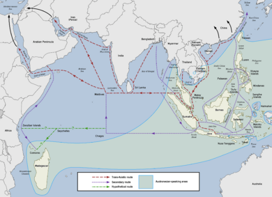 Austronesian maritime trade network in the Indian Ocean