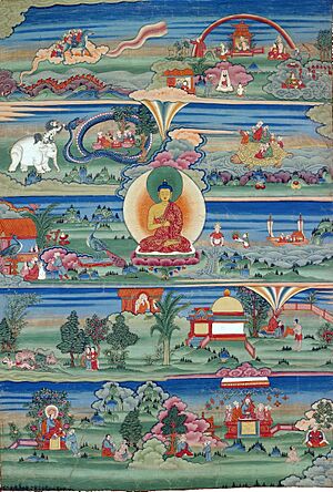 Bhutanese painted thanka of the Jataka Tales, 18th-19th Century, Phajoding Gonpa, Thimphu, Bhutan