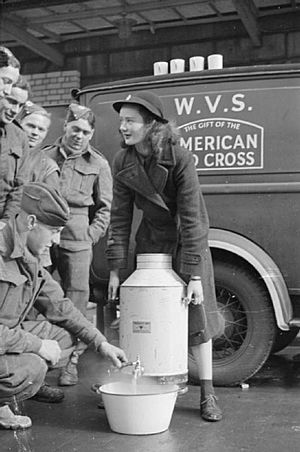 Blitz Canteen- Women of the Women's Voluntary Service Run a Mobile Canteen in London, England, 1941 D2173