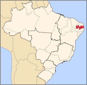 Location of State of Paraíba in Brazil
