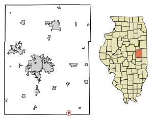 Location of Longview in Champaign County, Illinois.