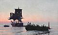 Christian Mølsted - Danish privateers intercepting an enemy vessel during the Napoleonic Wars (1888)