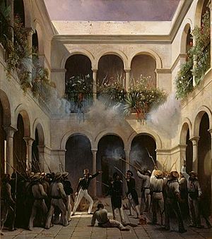 Combat de Vera Cruz 1838 Prince de Joinville attaque la maison du general Arista