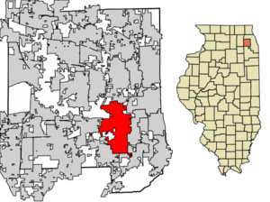 Location of Downers Grove in DuPage County, Illinois