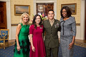 First Lady Michelle Obama, Dr. Jill Biden, and Kathy Pham