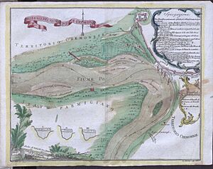 Fiume Po nei territori di Cremona 1758