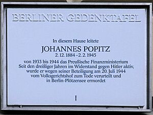 Gedenktafel Am Festungsgraben 1 Johannes Popitz