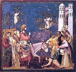 Giotto Scrovegni 26 entry into Jerusalem detail