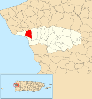 Location of Hatillo within the municipality of Añasco shown in red