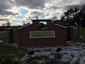 Welcome sign to Independence Township