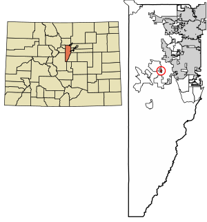 Location of the Idledale CDP in Jefferson County, Colorado.