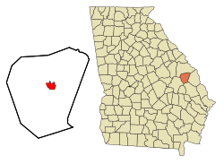 Location in Jenkins County and the state of Georgia