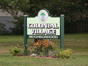 Lansing, Michigan Colonial Village sign 1