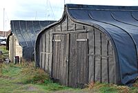 Lindisfarne Upturned Boats in Harbour