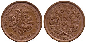 Lower Canada, 1 bouquet sous 1838, Banque du Peuple