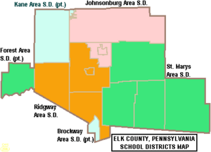 Map of Elk County Pennsylvania School Districts