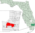 Map of Florida highlighting Davie