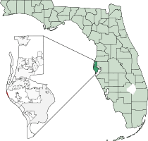 Location of Indian Shores in Pinellas County, Florida