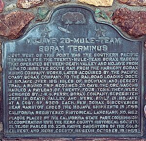 Mojave borax terminus plaque