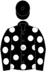 Black, white spots, harlequin cap