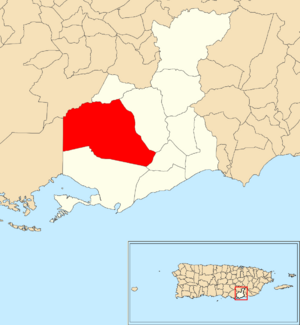 Location of Pozo Hondo within the municipality of Guayama shown in red